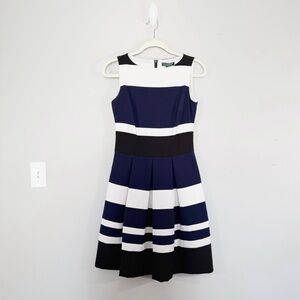 Lauren Ralph Lauren Keyla Dress Size 2 Navy White Nautical Stripes Preppy Classy